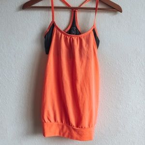 Peacy orange work our top with built in bra!